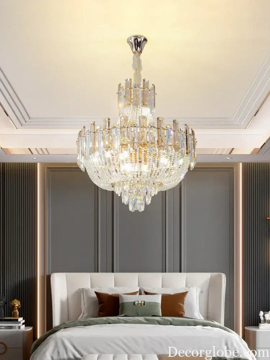 New Design Colorful Luxury Crystal Chandelier - Modern Artistry with Adjustable Chain for Living Rooms and Bedrooms - DecorGlobe
