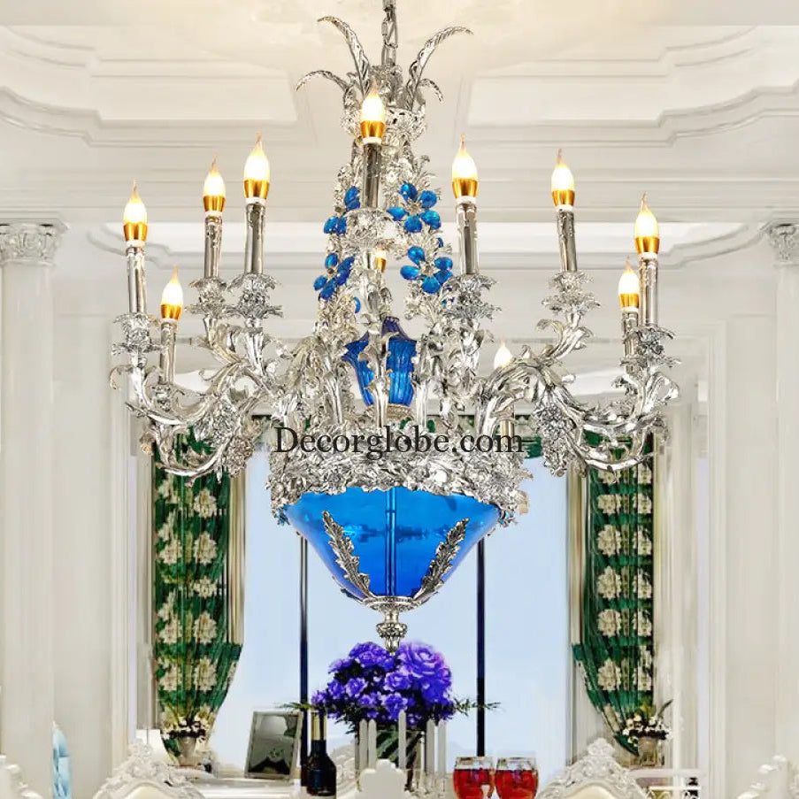 European-style retro pure copper living room chandelier court Villa French copper lamp high-end dining room bedroom