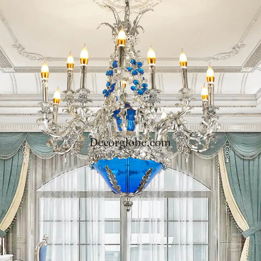 European-style retro pure copper living room chandelier court Villa French copper lamp high-end dining room bedroom