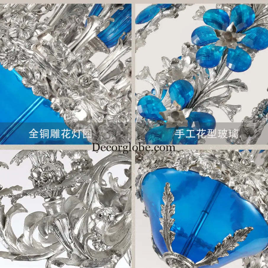 European-style retro pure copper living room chandelier court Villa French copper lamp high-end dining room bedroom