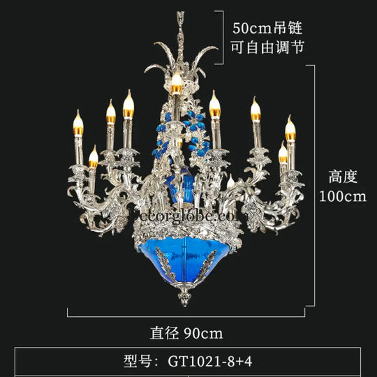 European-style retro pure copper living room chandelier court Villa French copper lamp high-end dining room bedroom