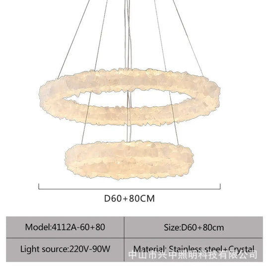 Caroline Modern Double Layer Natural Crystal Chandelier A:D60 + D80 Double Layer Chandelier