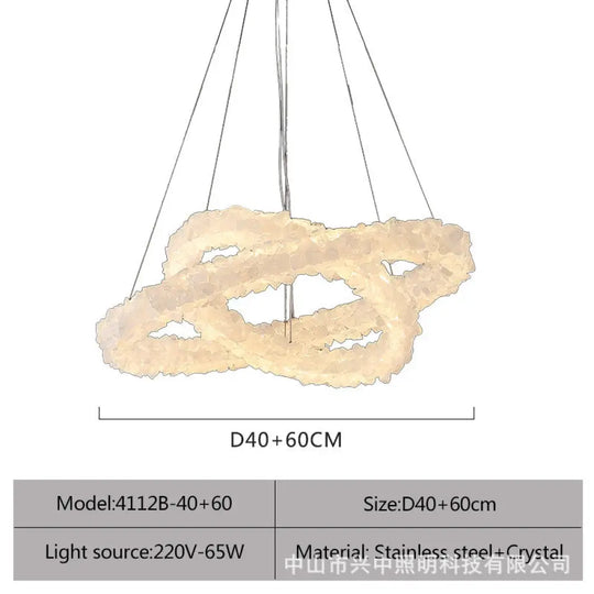 Caroline Modern Double Layer Natural Crystal Chandelier B:D40 + D60 Double Layer Chandelier