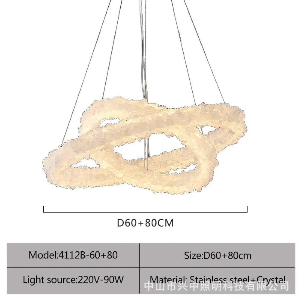 Caroline Modern Double Layer Natural Crystal Chandelier B:D60 + D80 Double Layer Chandelier