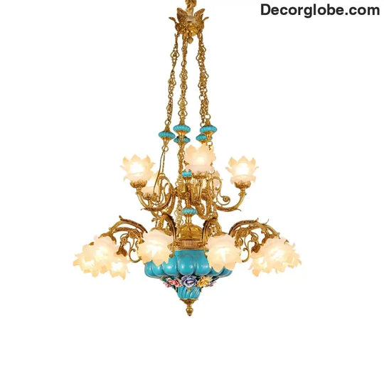 CÉLORIN European Copper & Ceramic Grand Chandelier Chandelier