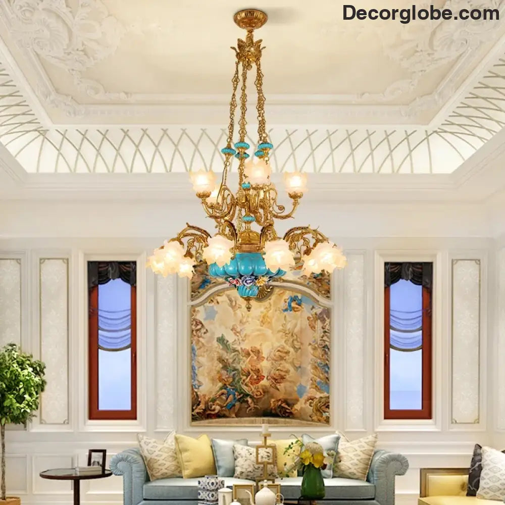 CÉLORIN European Copper & Ceramic Grand Chandelier Chandelier