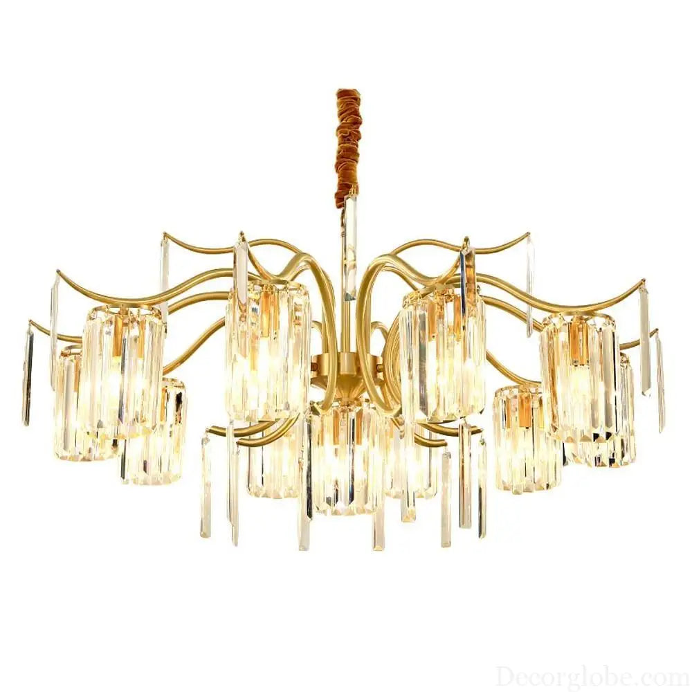 Classical Gold Crystal LED Chandelier with Copper and Glass Accents Lighting > Ceiling lights > Chandeliers