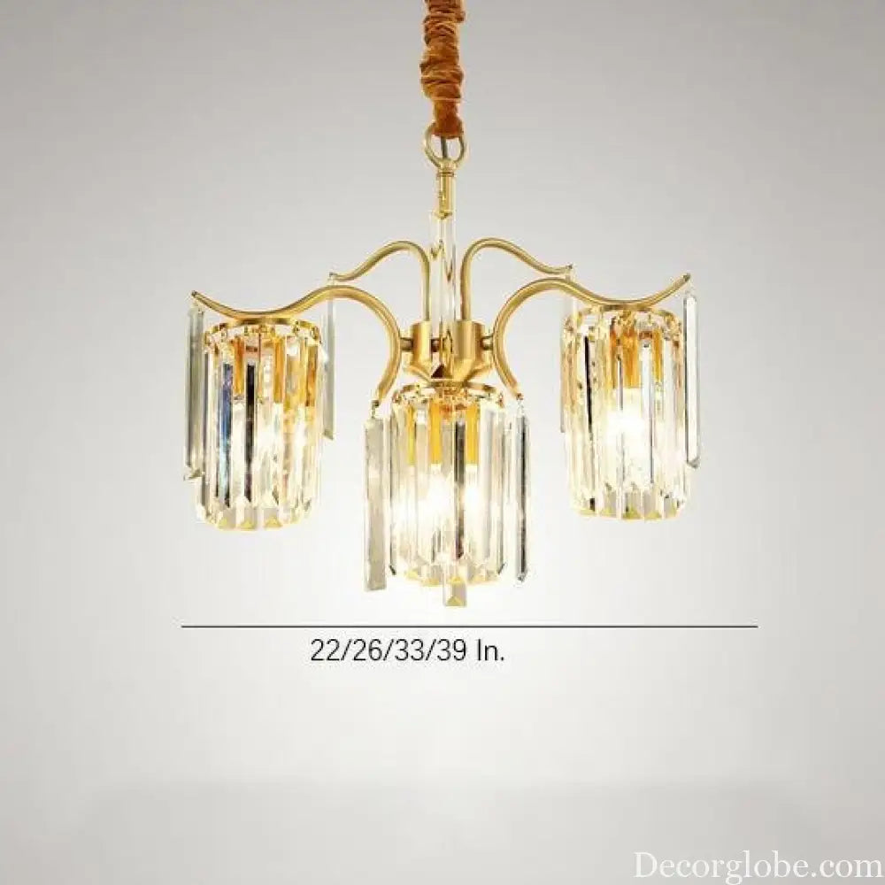 Classical Gold Crystal LED Chandelier with Copper and Glass Accents Lighting > Ceiling lights > Chandeliers