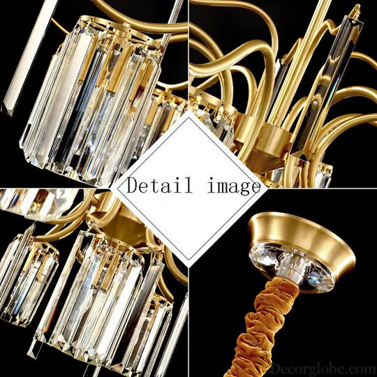Classical Gold Crystal LED Chandelier with Copper and Glass Accents Lighting > Ceiling lights > Chandeliers