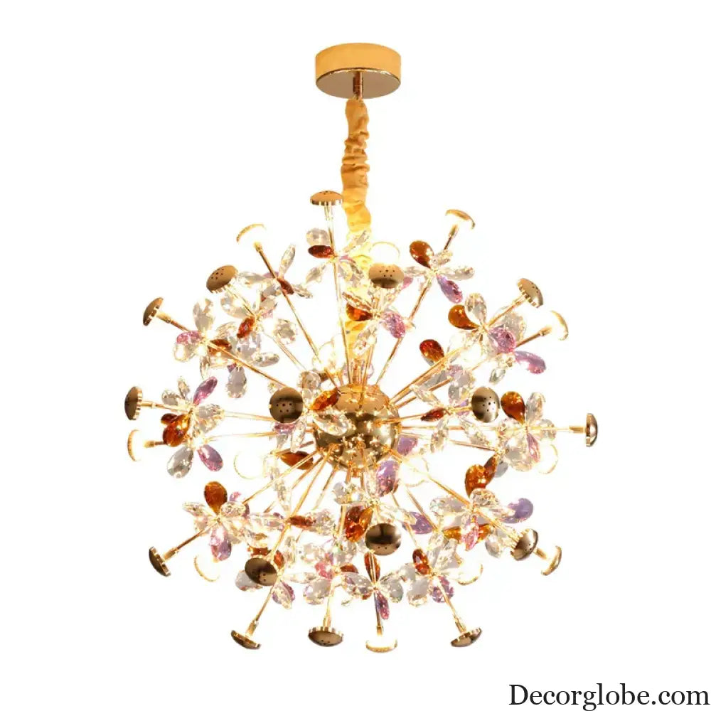 Contemporary Dandelion LED Chandelier - Fashionable Branch Design with Colorful Crystal Accents - DecorGlobe
