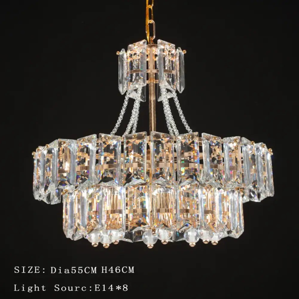 Contemporary LED Crystal Chandelier - Illuminate Your Living Room with Elegant Round and Rectangle Golden Indoor Lighting - DecorGlobe