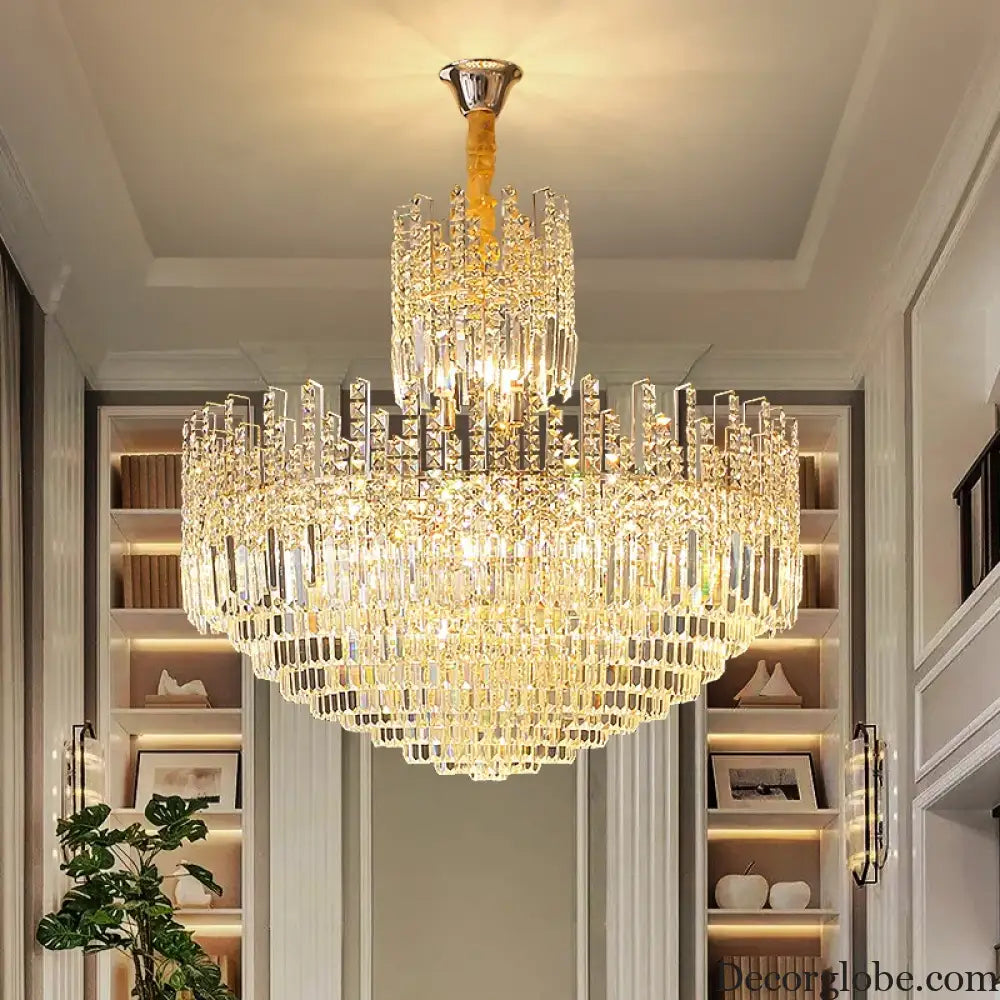 Crystal Chandelier for Duplex Hall and Staircase Lighting Chandelier