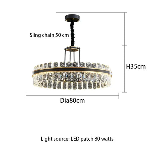 Crystal Chandelier - Modern Minimalist LED Black Leather Design for Living Rooms, Bedrooms, and Dining Spaces - DecorGlobe