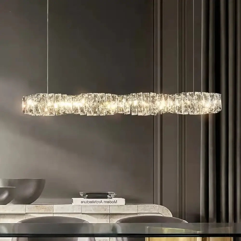 Sophisticated Crystal LED Pendant Lights - Dimmable, Ideal for Living and Dining Rooms - Luxurious Ring Design - DecorGlobe