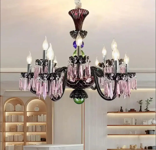 Decora Colorful Crystal Chandeliers Modern LED Pendant Lamp For Living Room E14 AC lustres de sala de cristal Home