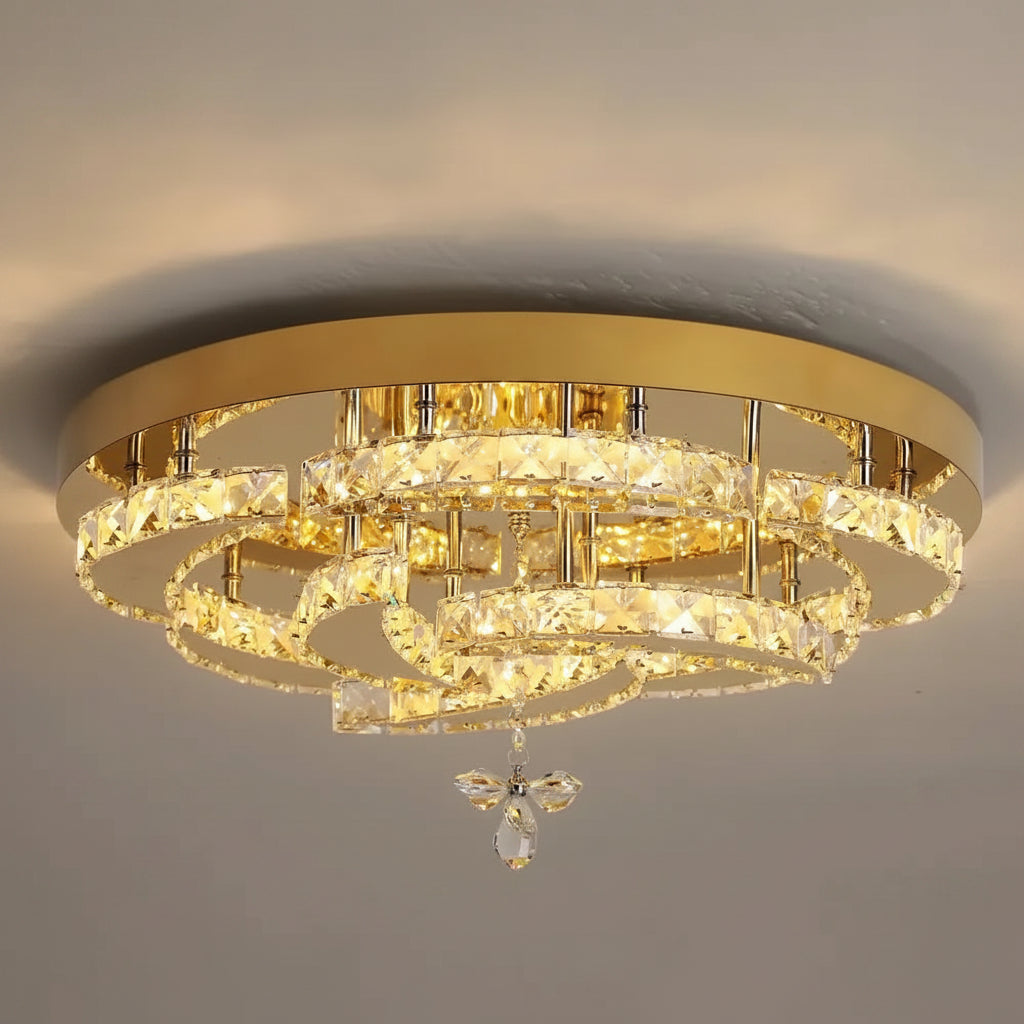 Flower Led Ceiling Lamp Modern Crystal Drop Chandelier Pendant Light Ceiling Light Home Decor Fixtures Living Room RC