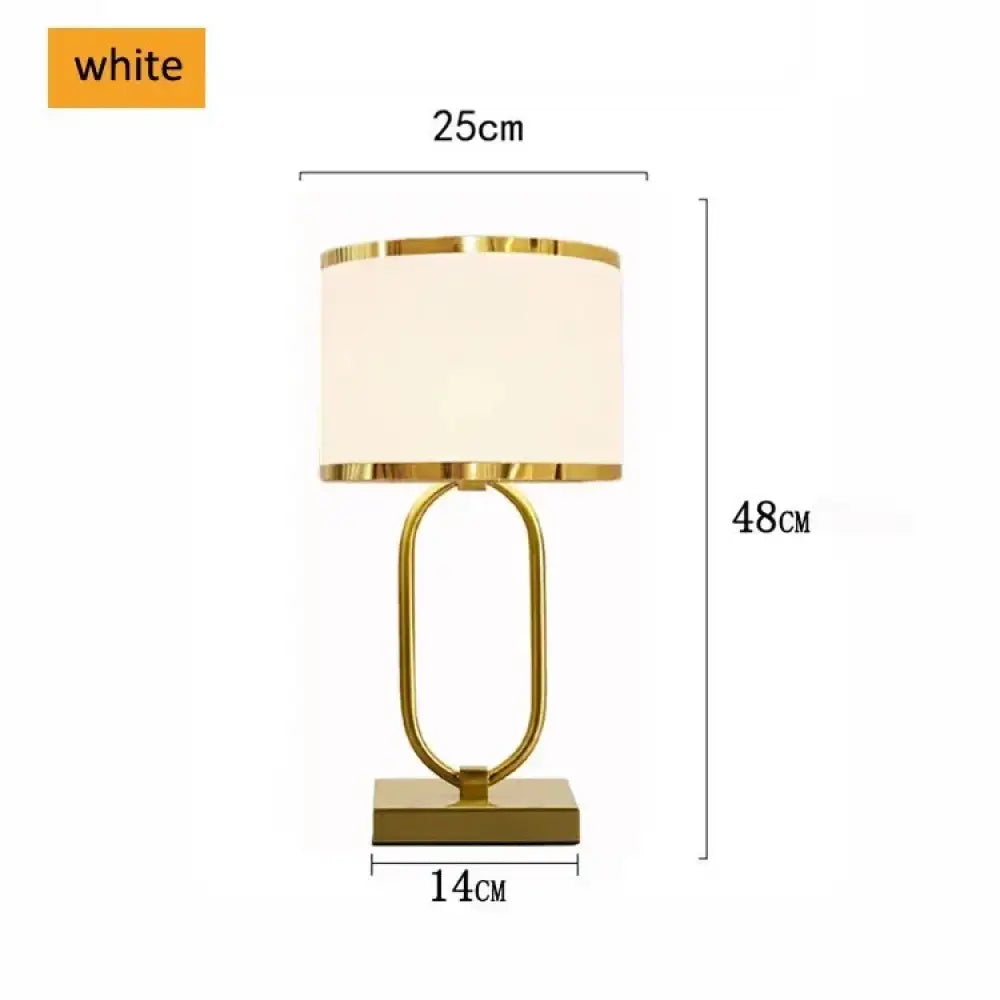 Sophie European Cloth Shade Bedside Lamp E27 Modern Luxury Desk Light - White no bulb