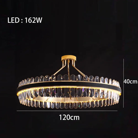 Dimmable LED Crystal Oval Ceiling Chandeliers - Black Leather Luxury Lustres for Dining Room Decor - DecorGlobe