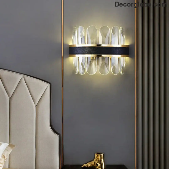 Dimmable LED Crystal Oval Ceiling Chandeliers - Black Leather Luxury Lustres for Dining Room Decor - DecorGlobe