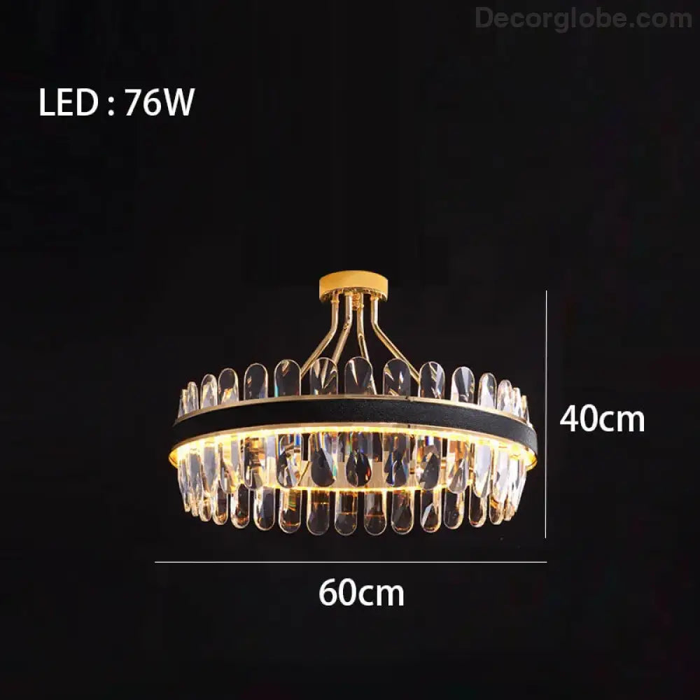 Dimmable LED Crystal Oval Ceiling Chandeliers - Black Leather Luxury Lustres for Dining Room Decor - DecorGlobe