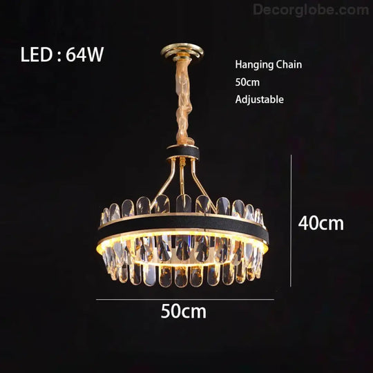 Dimmable LED Crystal Oval Ceiling Chandeliers - Black Leather Luxury Lustres for Dining Room Decor - DecorGlobe
