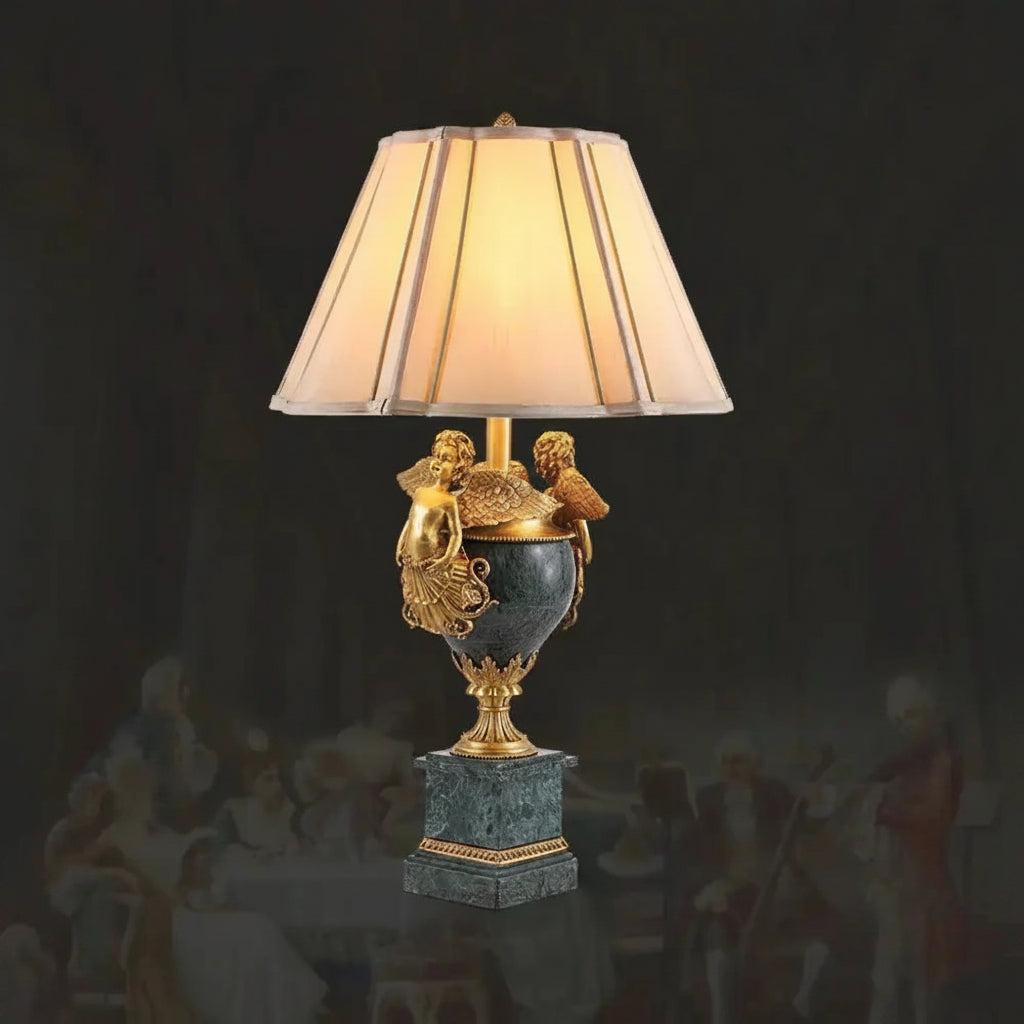 European Style Home Living Room Deco Table Lamps Luxury Bedside Led Desk Light French Retro Marble Brass Lamps - D47