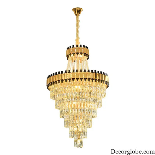 Duplex Building Chandelier - Post-Modern Light Luxury Crystal Elegance for Villas, Living Rooms, and Staircase Illumination - DecorGlobe