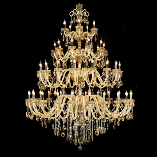 Duplex Crystal Candle Chandelier for Living Room and Staircase 50 lights / Warm light Chandelier