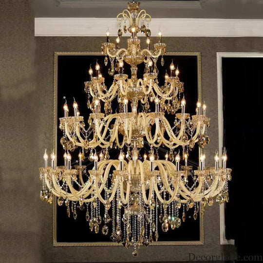 Duplex Crystal Candle Chandelier for Living Room and Staircase Chandelier