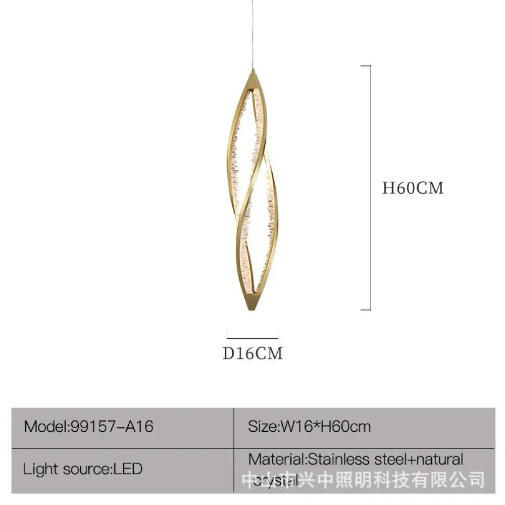 Duplex Staircase Long Crystal Chandelier for Loft &amp; Open-Air Spaces D16 H60cm