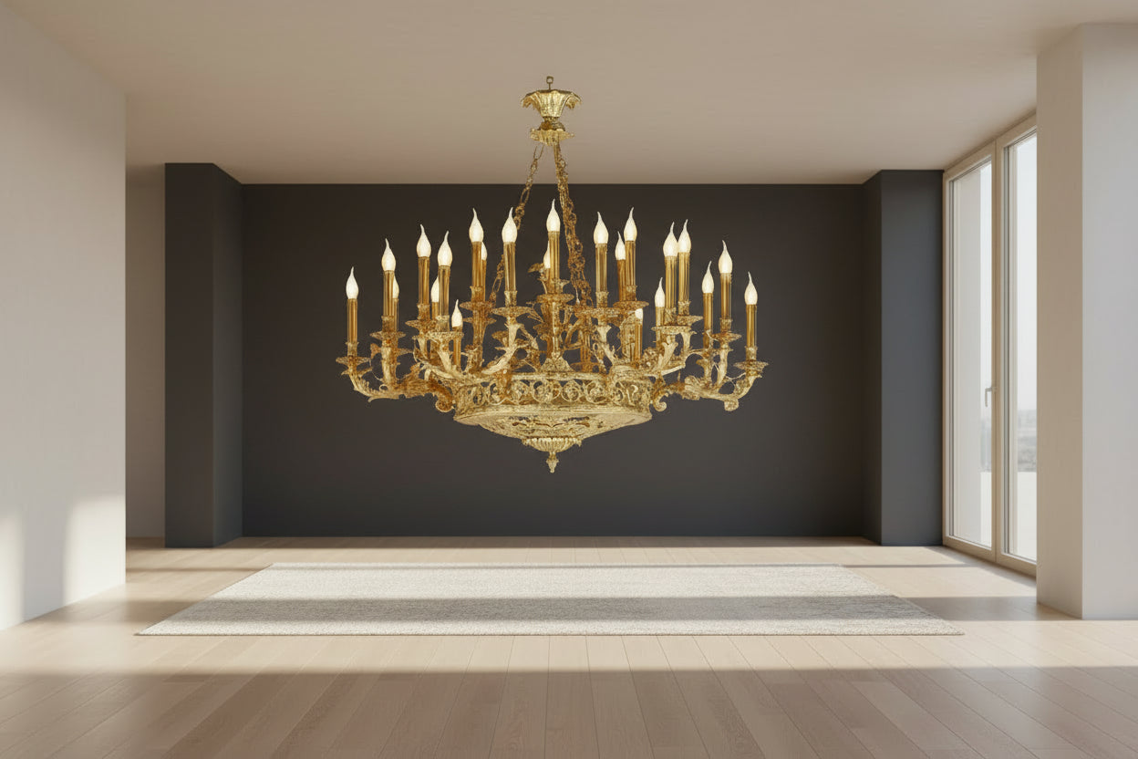ÉLANOR French European Brass Candle Chandelier Chandelier