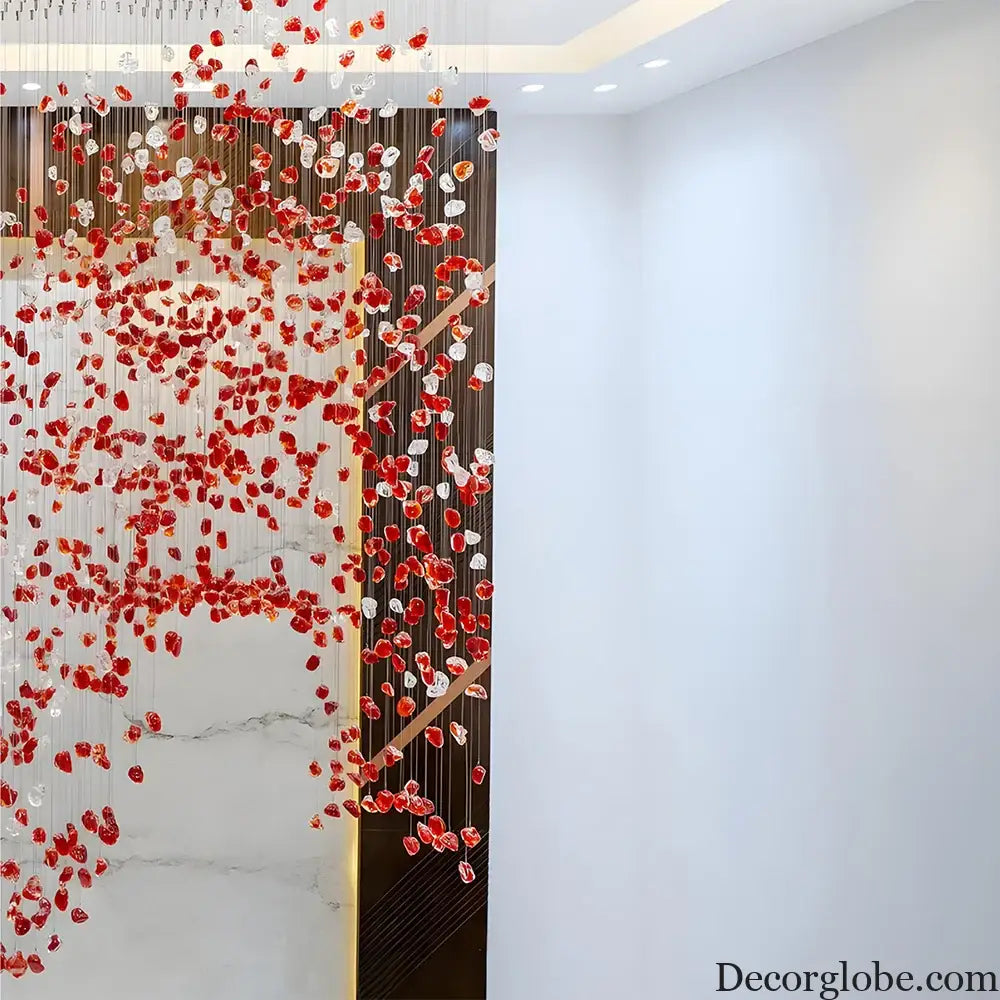 Elara Custom Build Red Glass Stone LED Chandelier Chandelier