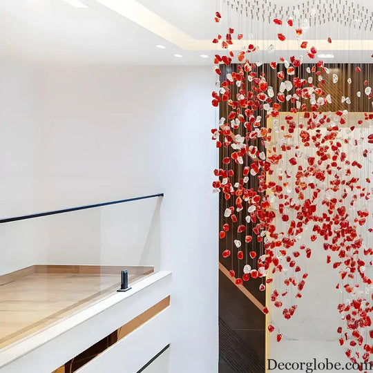 Elara Custom Build Red Glass Stone LED Chandelier Chandelier