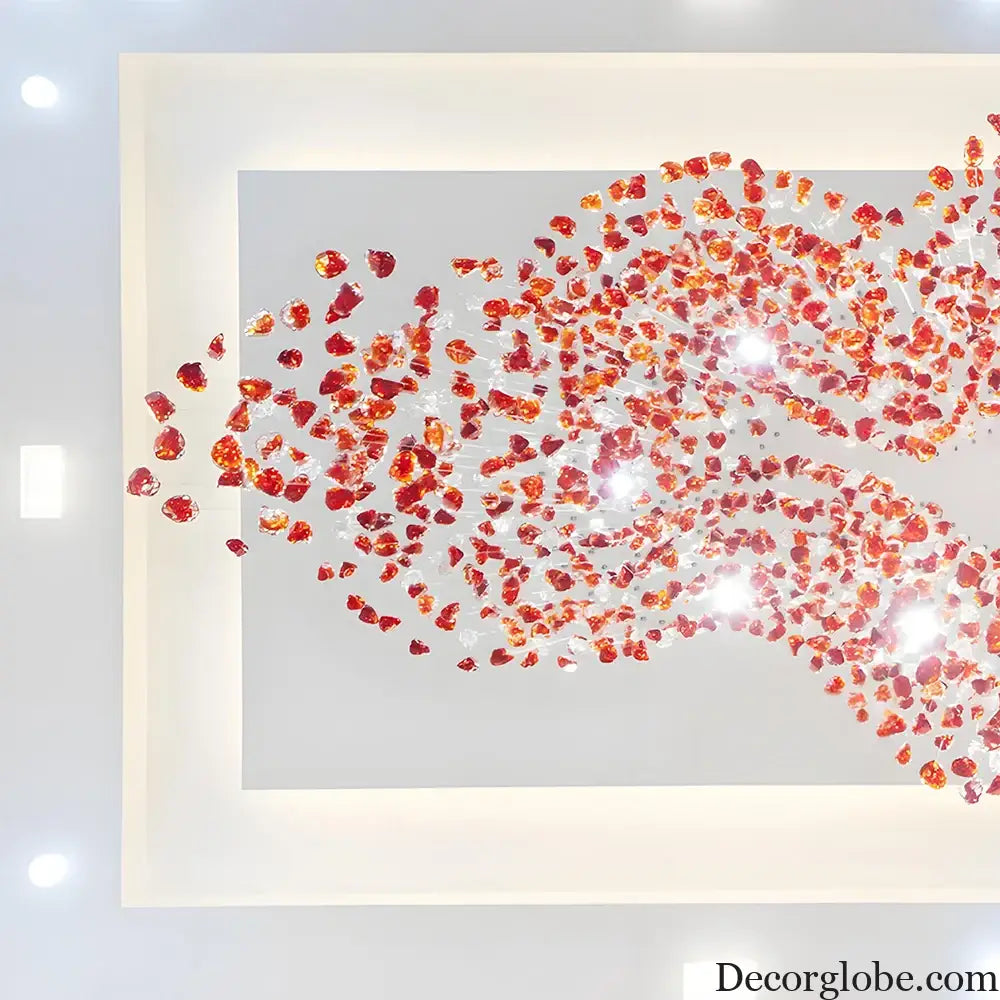 Elara Custom Build Red Glass Stone LED Chandelier Chandelier