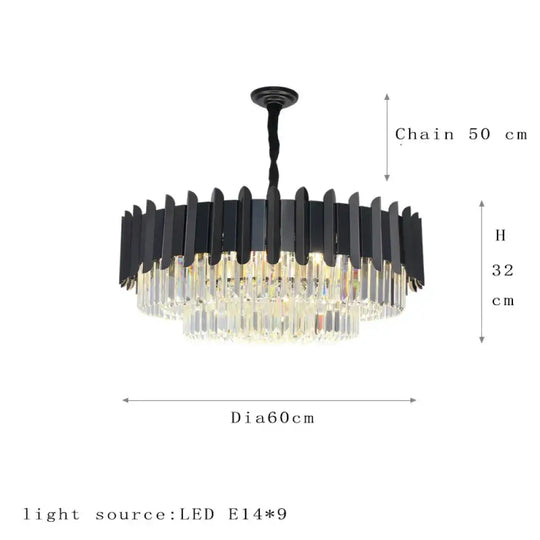 Elegant Black Crystal Chandelier - A Postmodern Light Luxury Addition for Modern Living Rooms and Bedrooms - DecorGlobe