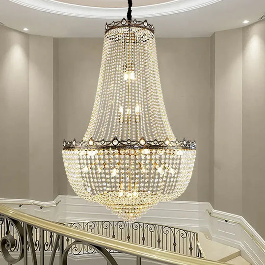 Elegant Crystal Chandelier for Duplex Buildings - A Modern Luxury Fixture for Living Rooms, Dining Spaces, Hotels, and Special Events - DecorGlobe