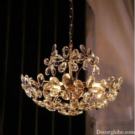 Elegant Crystal Flower Chandelier - New Style Dream with French Pastoral and American Retro Flair for Bedroom and Dining Room - DecorGlobe