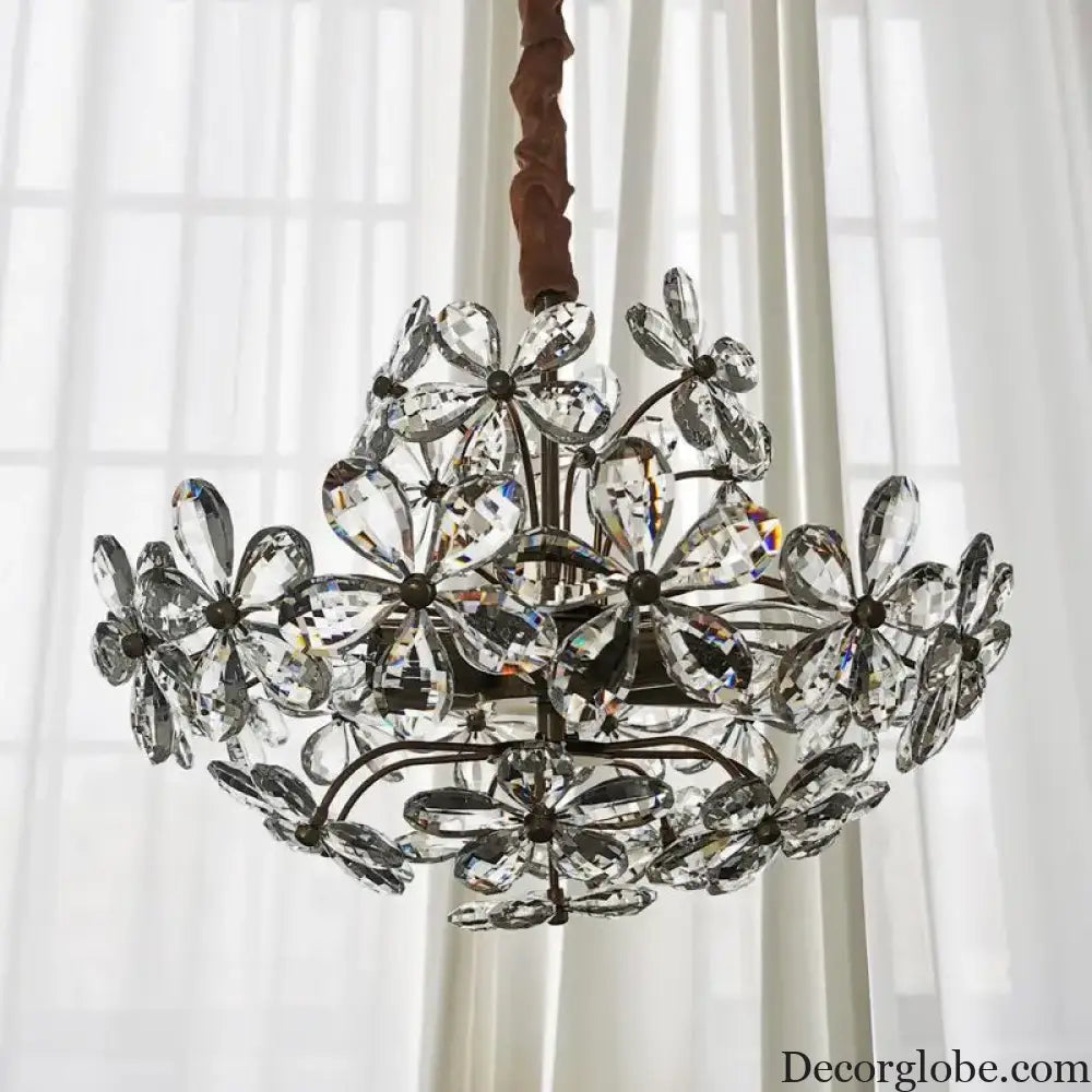 Elegant Crystal Flower Chandelier - New Style Dream with French Pastoral and American Retro Flair for Bedroom and Dining Room - DecorGlobe