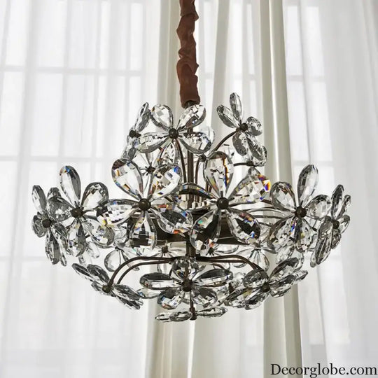 Elegant Crystal Flower Chandelier - New Style Dream with French Pastoral and American Retro Flair for Bedroom and Dining Room - DecorGlobe