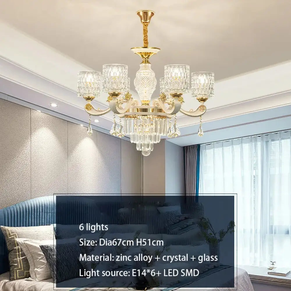 Elegant European Style Crystal Chandelier - A Light Luxury Atmosphere Fixture for Living Rooms, Bedrooms, Dining Areas, and Villas - DecorGlobe