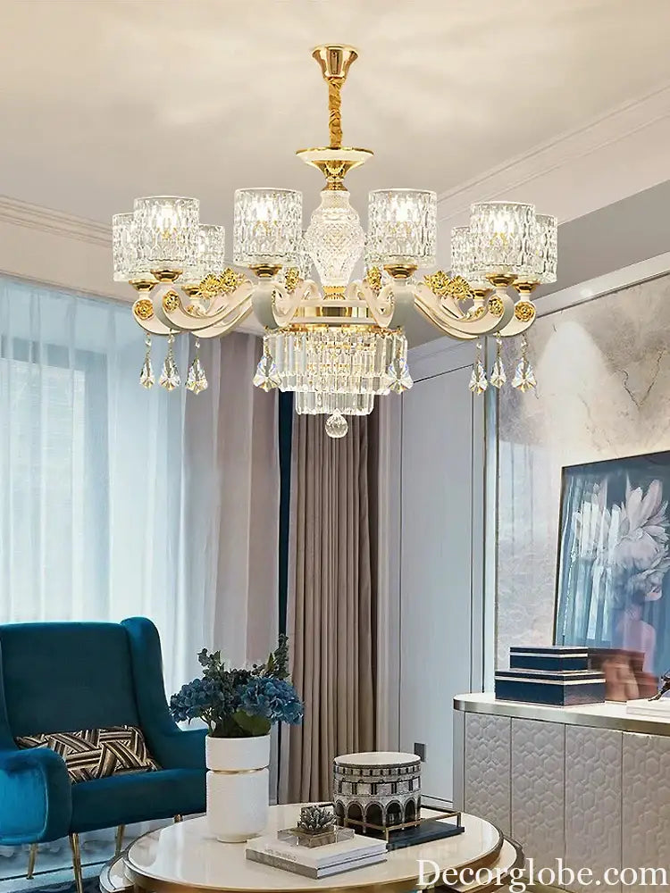 Elegant European Style Crystal Chandelier - A Light Luxury Atmosphere Fixture for Living Rooms, Bedrooms, Dining Areas, and Villas - DecorGlobe
