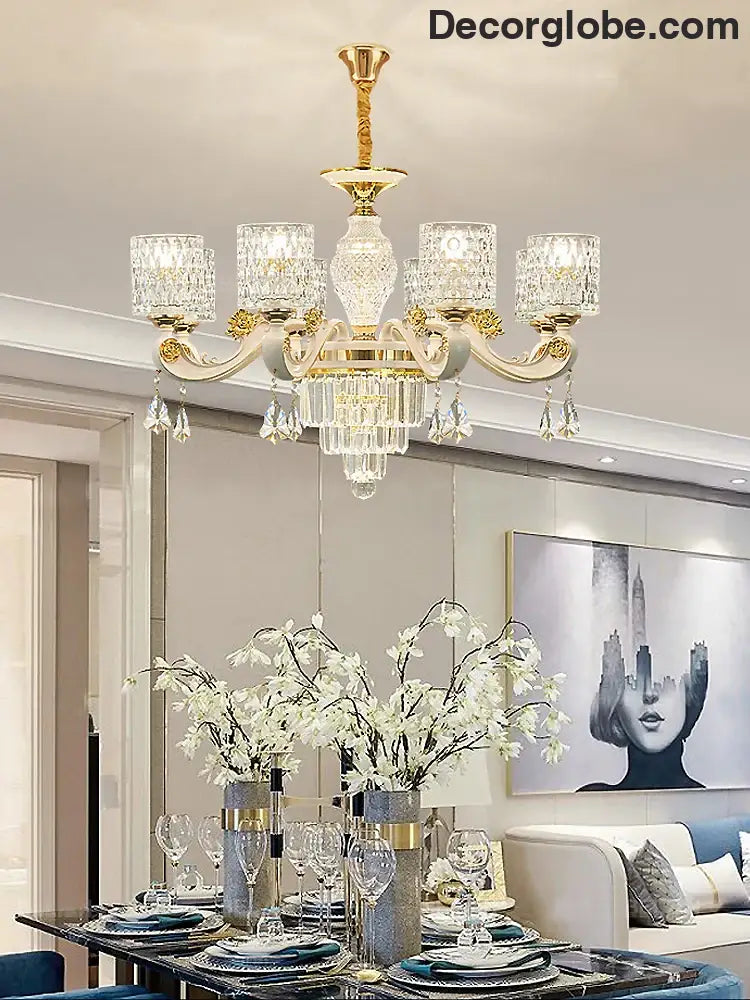 Elegant European Style Crystal Chandelier - A Light Luxury Atmosphere Fixture for Living Rooms, Bedrooms, Dining Areas, and Villas - DecorGlobe