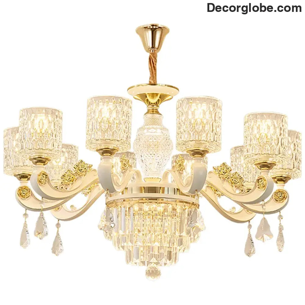 Elegant European Style Crystal Chandelier - A Light Luxury Atmosphere Fixture for Living Rooms, Bedrooms, Dining Areas, and Villas - DecorGlobe