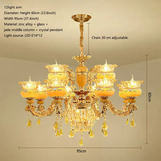 Elegant European Style Crystal Chandelier - A Luxurious Jade-Inspired Main Lamp for Living Rooms, Bedrooms, and Hallways - DecorGlobe