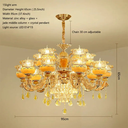 Elegant European Style Crystal Chandelier - A Luxurious Jade-Inspired Main Lamp for Living Rooms, Bedrooms, and Hallways - DecorGlobe