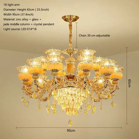 Elegant European Style Crystal Chandelier - A Luxurious Jade-Inspired Main Lamp for Living Rooms, Bedrooms, and Hallways - DecorGlobe