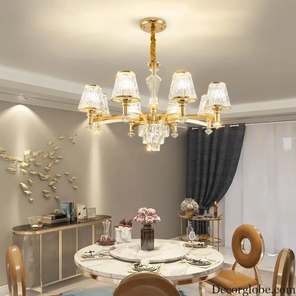Elegant European Style Crystal Chandelier - A Modern Light Luxury Fixture for Living Rooms, Bedrooms, and Dining Areas - DecorGlobe