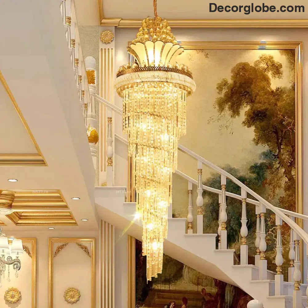 Elegant European-Style Crystal Chandelier - Ideal for Duplex Buildings, Hotel Villas, and Grand Staircases - DecorGlobe