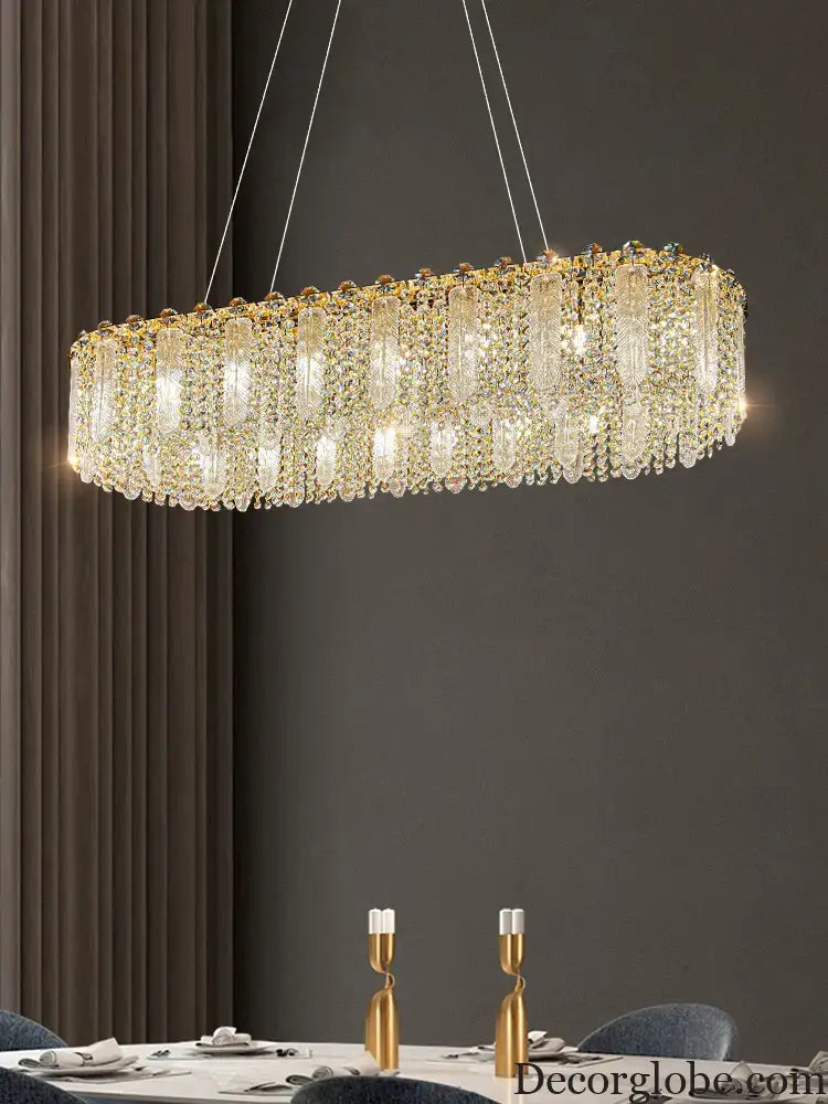 Elegant Feather Crystal Chandelier - A Light Luxury Masterpiece for Bedrooms, Living Rooms, Restaurants, and Villas - DecorGlobe