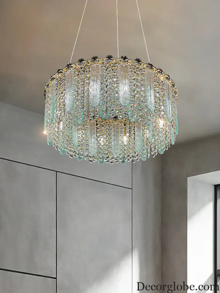 Elegant Feather Crystal Chandelier - A Light Luxury Masterpiece for Bedrooms, Living Rooms, Restaurants, and Villas - DecorGlobe